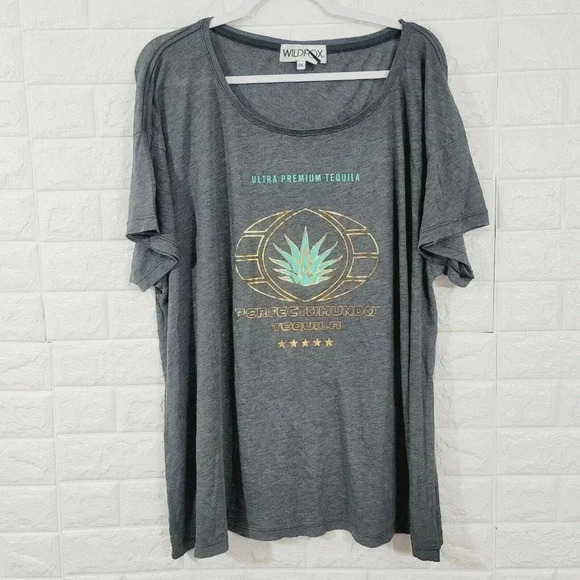 Wildfox Tops Tee-Shirt Scoop Neck Solid Grey SZ L - Picture 1 of 4